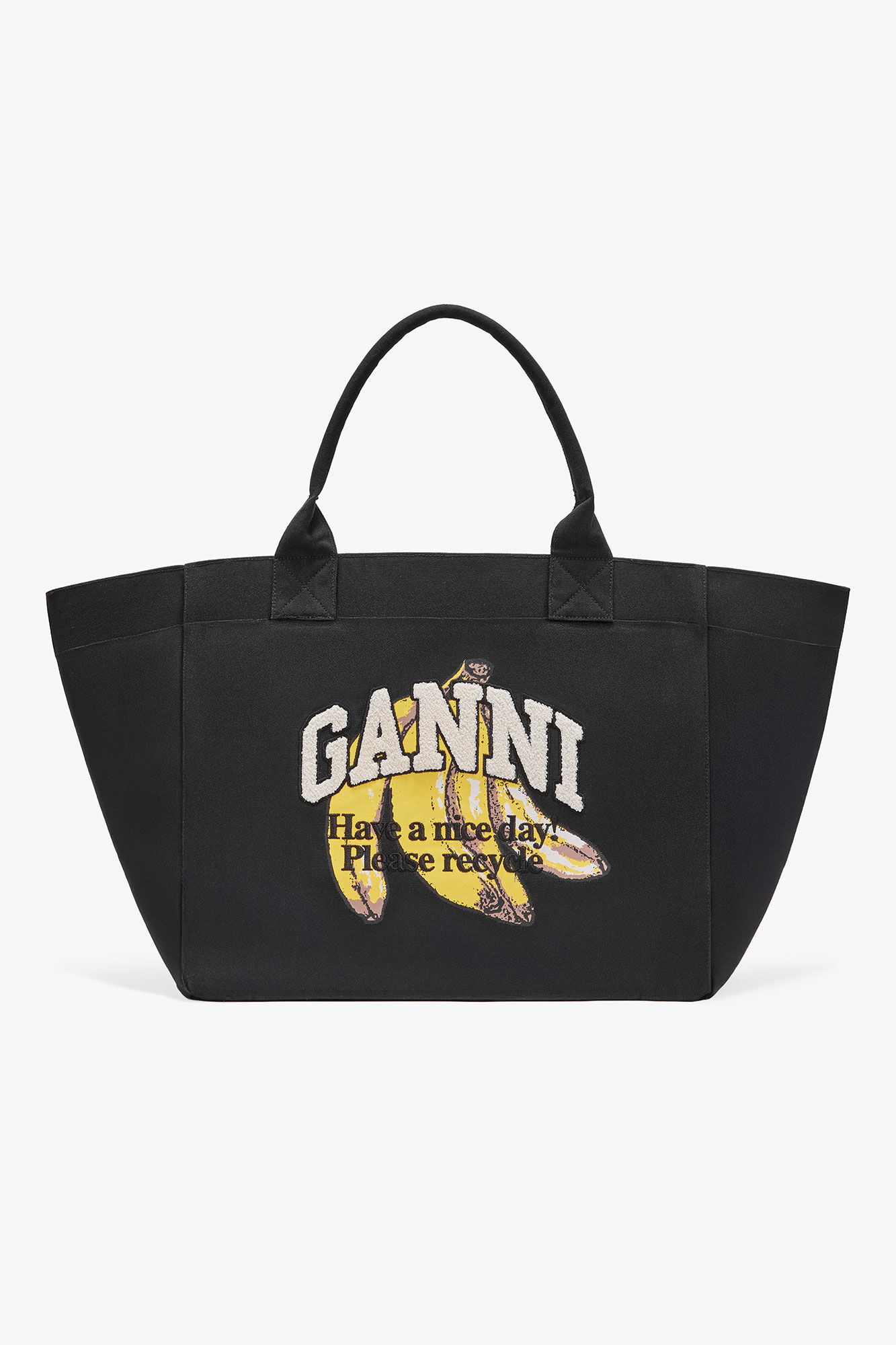 Bolso XXL negro con estampado de plátano